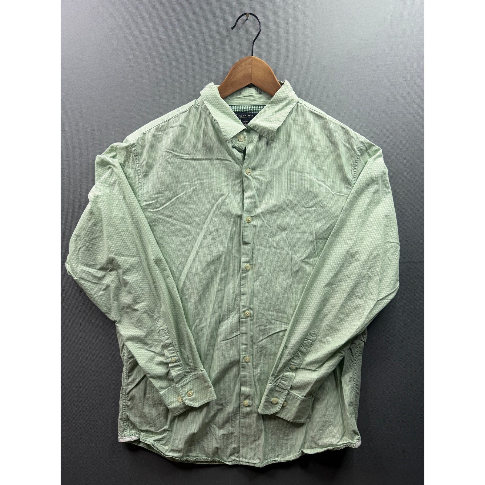 Banana Republic Button Down Shirt Mens Green Striped Classic Fit Large